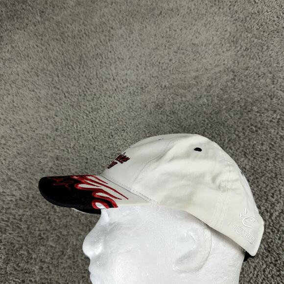 Budweiser Racing Hat Cap Strap Back Mens White NASCAR Racing Flames Dale Jr 8 - Picture 4 of 10